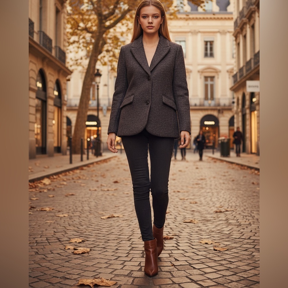 Anthropology charcoal gray Boucle Teddy blazer coat women’s XL $199​